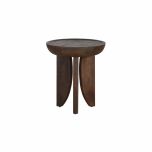 round wooden side table with 3 legs