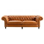 Block and chisel leather chesterfield sofa