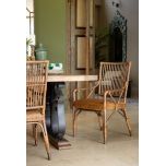 dining table with white base and old elm wood top