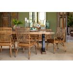 dining table with white base and old elm wood top