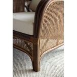 Cane and rattan wingback chair with footstool 