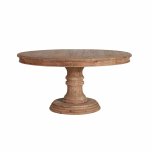 Round pine table with turned pedestal base leg