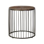 metal and wood round side table 