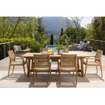 Outdoor chair teak frame with synthetic weave