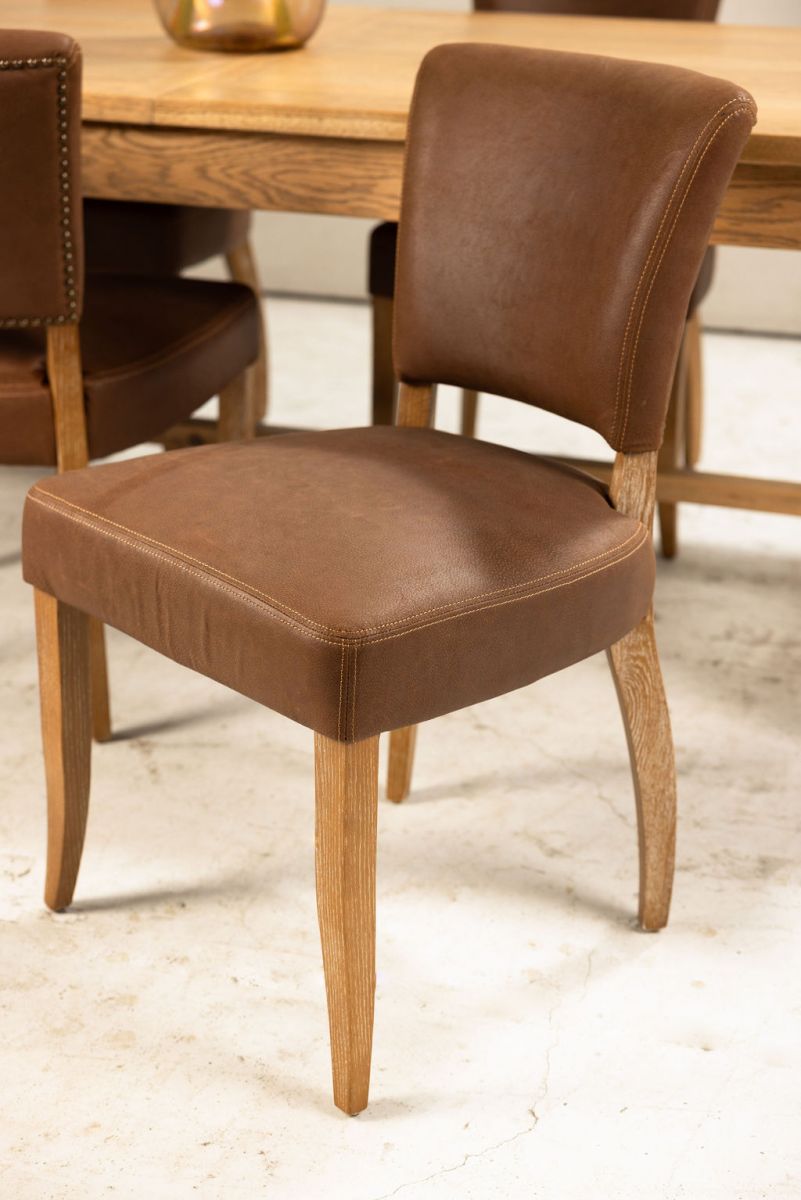 leather dining chair with oak legs