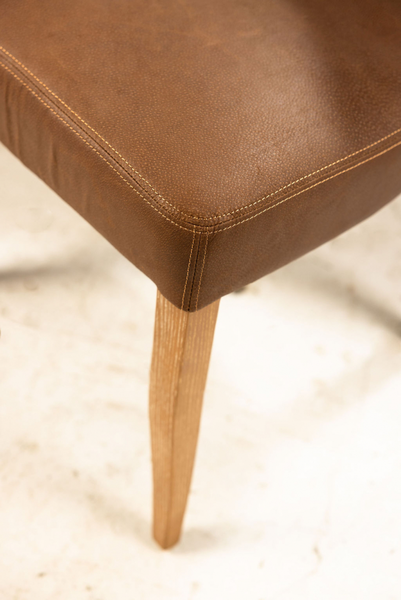 leather dining chair with oak legs