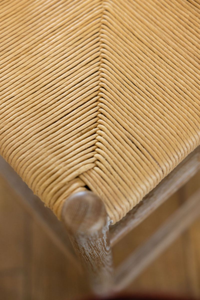 wishbone counter stool with woven seat 