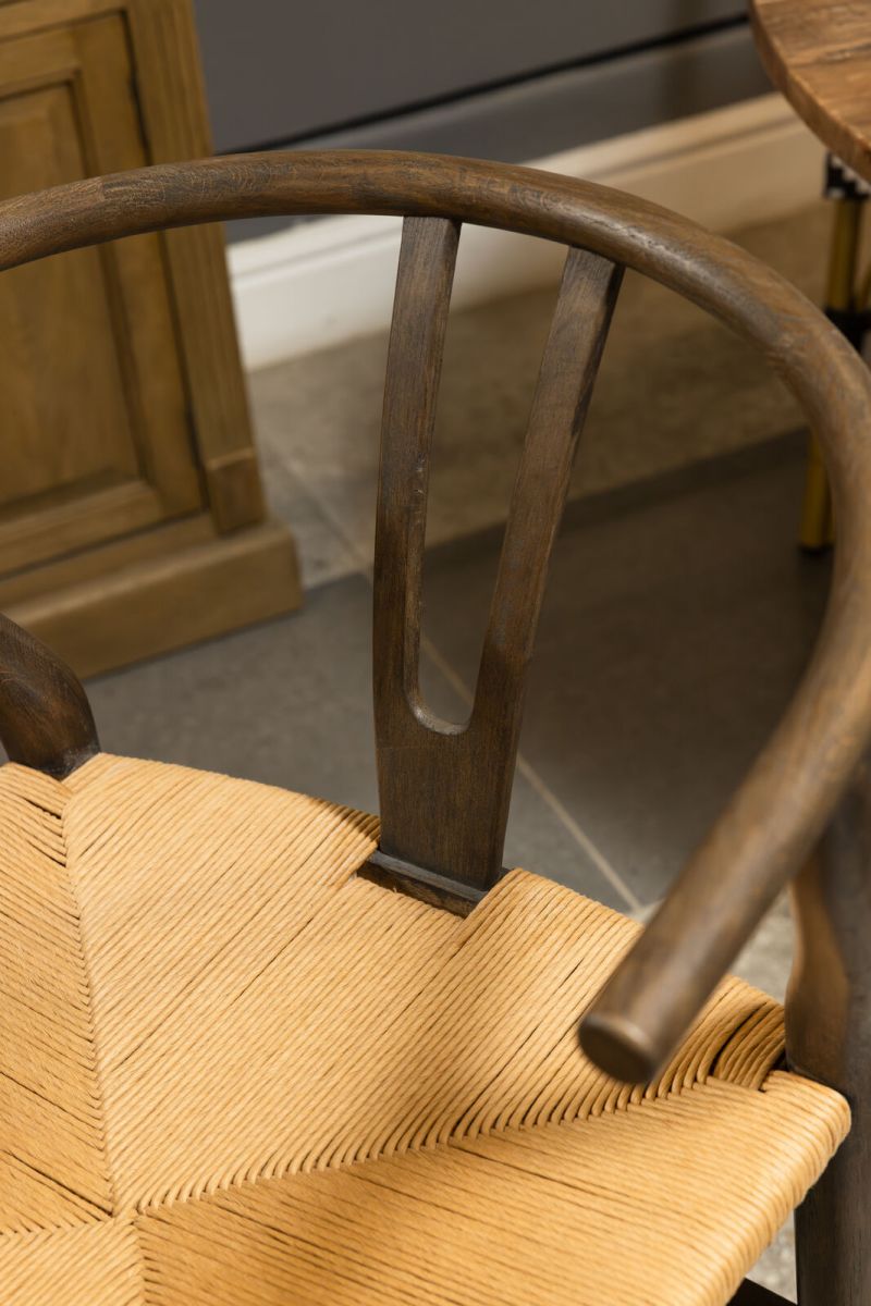 wishbone counter stool with woven seat 