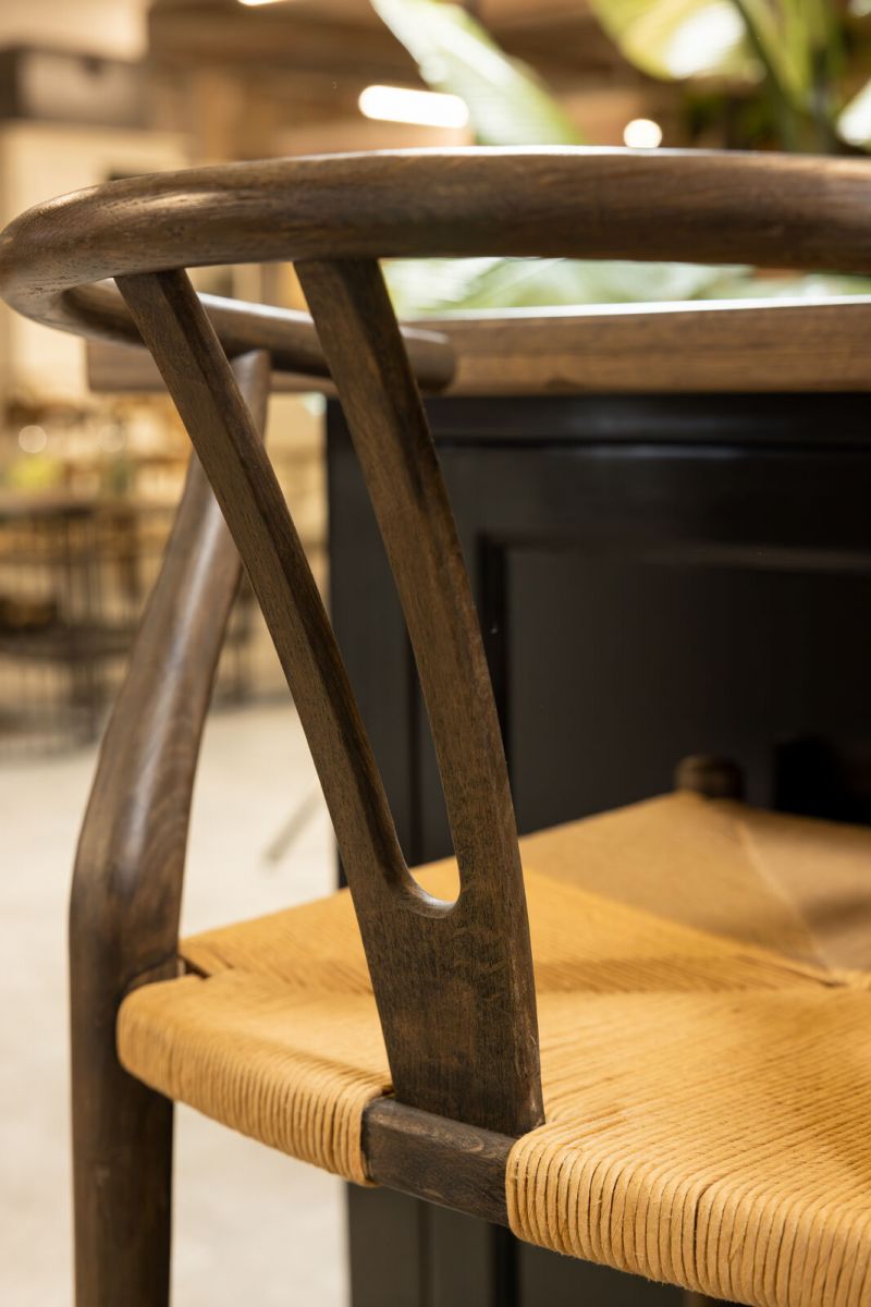 wishbone counter stool with woven seat 