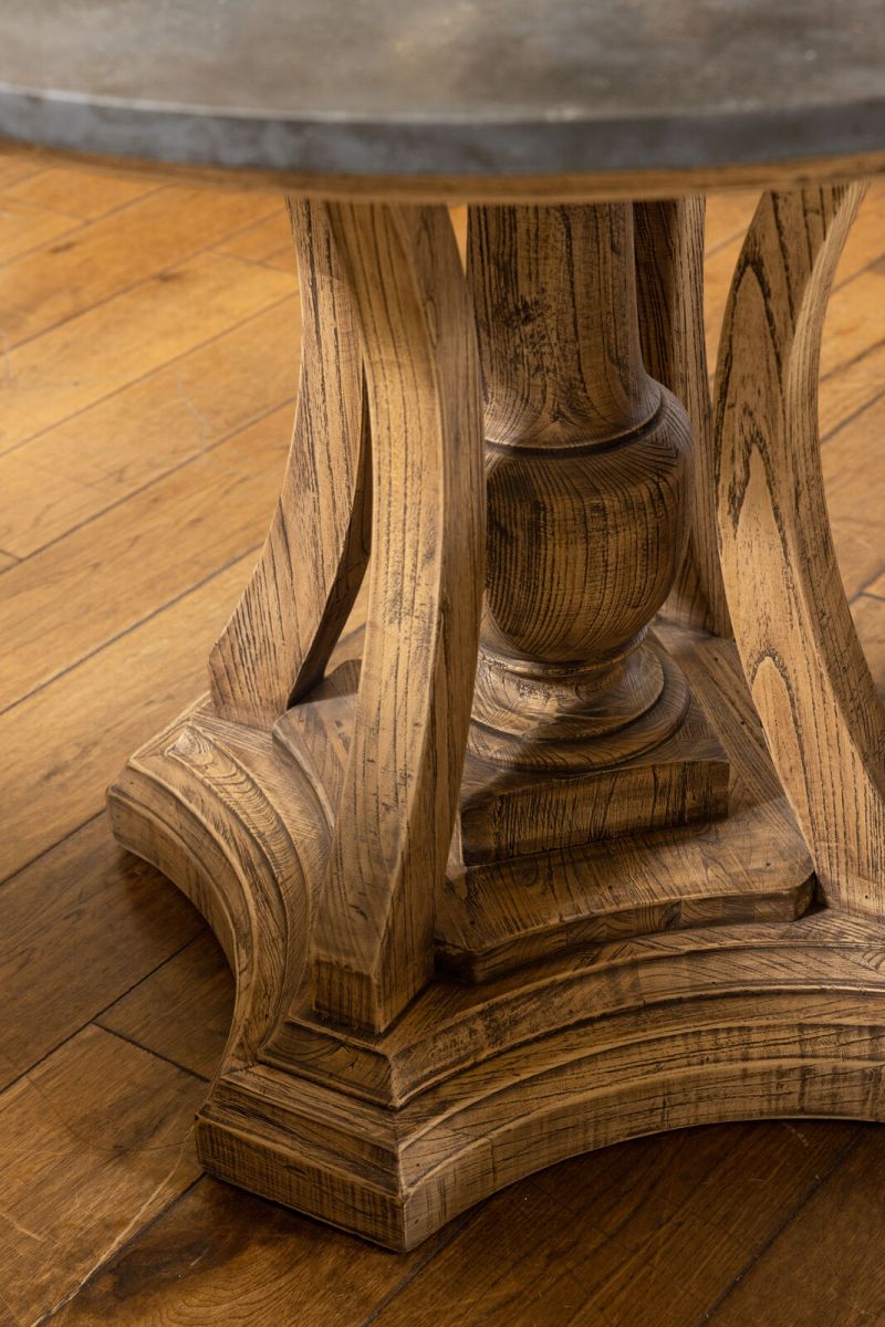 Old Elm round table with stone top Château Collection