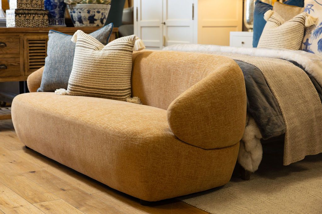 modern 3 seater sofa upholstered in chenille fabric