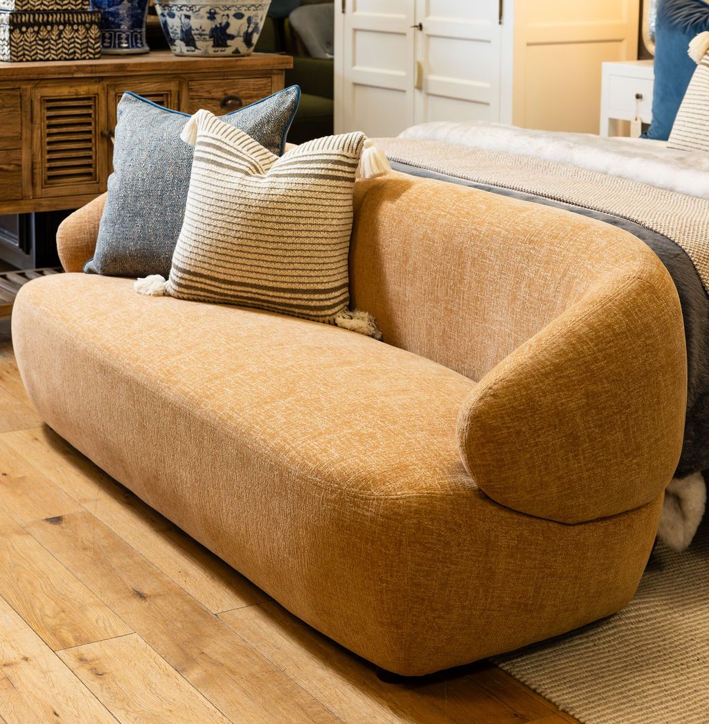 modern 3 seater sofa upholstered in chenille fabric