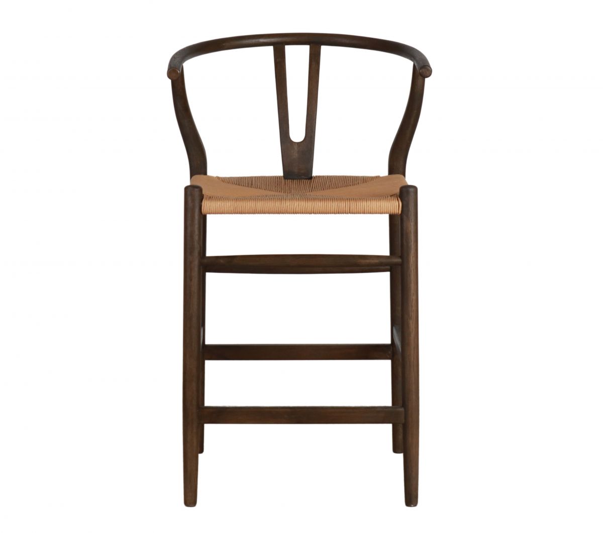 wishbone counter stool with woven seat 