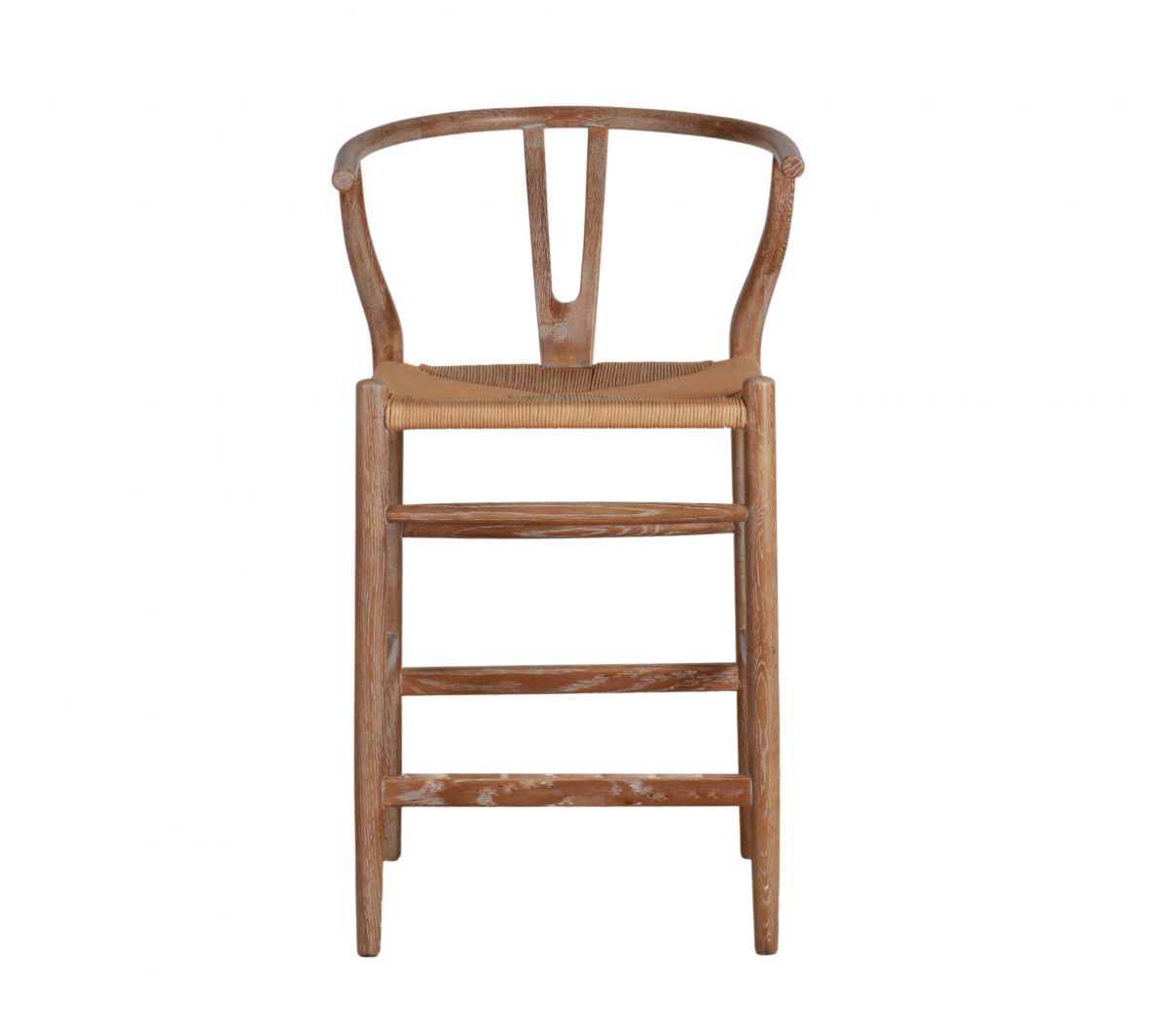 wishbone counter stool with woven seat 