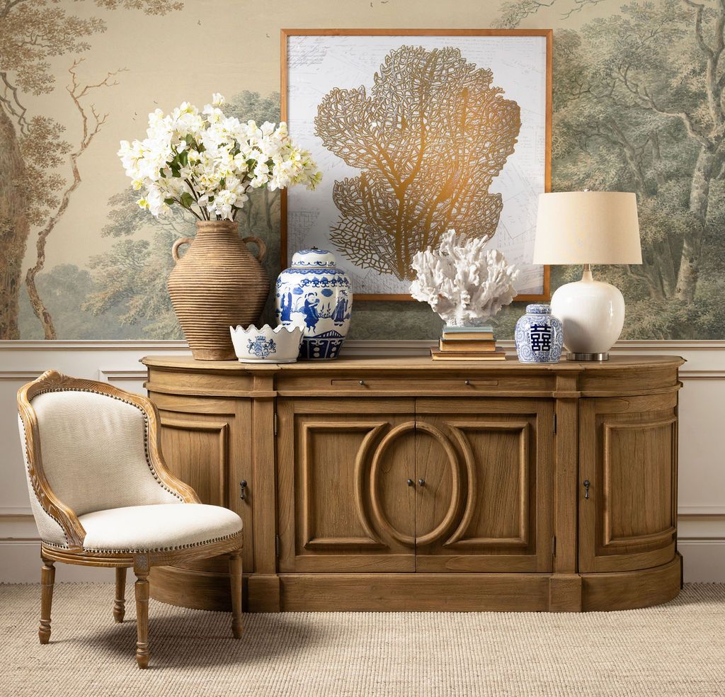 French chair with wooden frame and linen upholstery 