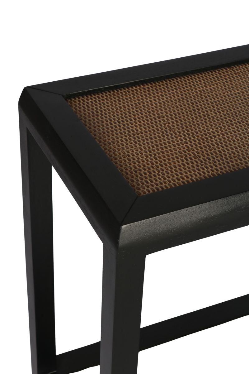 black console with rattan inlay