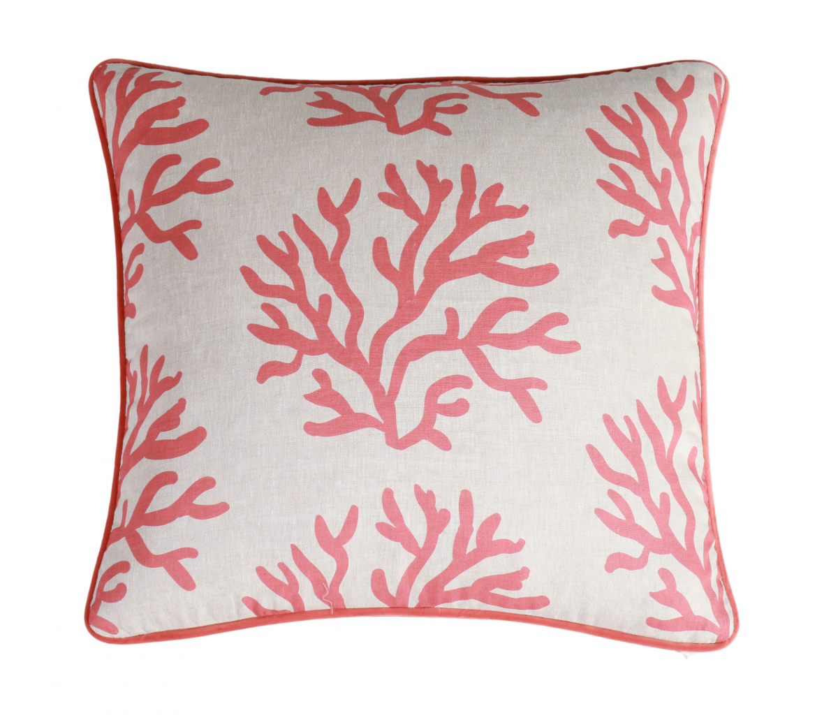 Orange coral cushion with orange velvet backing