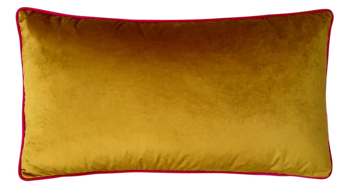 Block & Chisel yellow cushion oblong pink piping 
