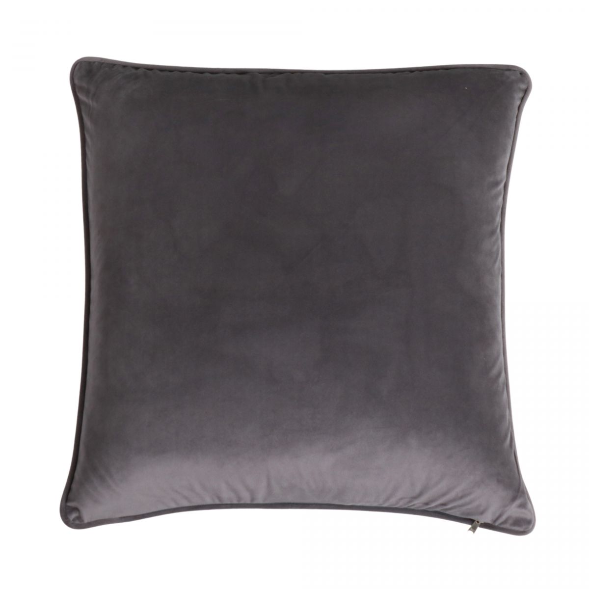 charcoal palm cushion with grey velvet backing