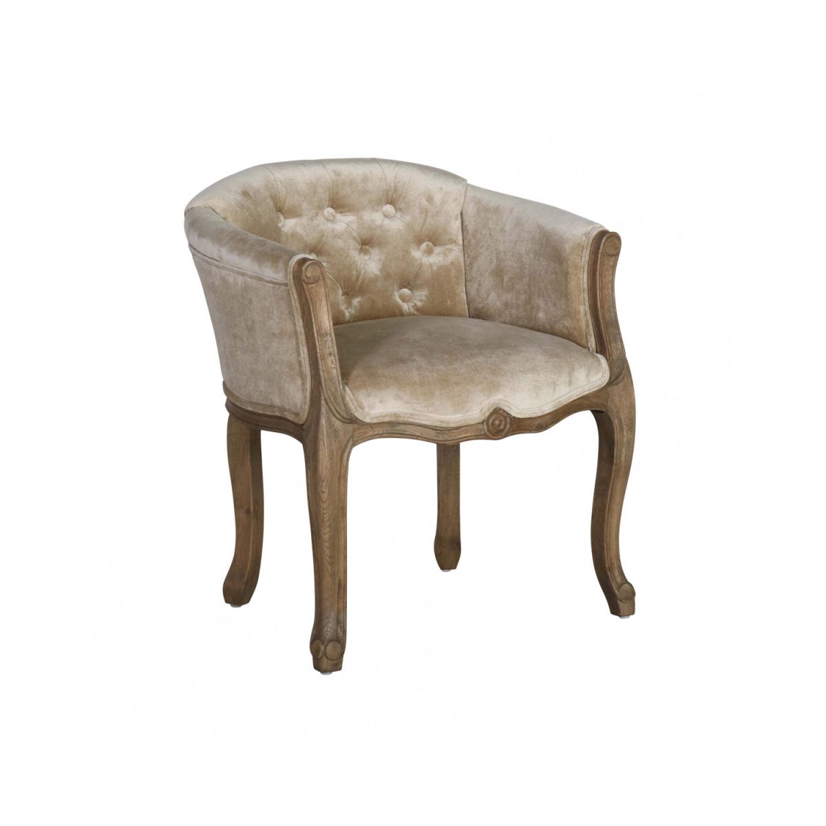 Small french tub chair upholstered in velvet