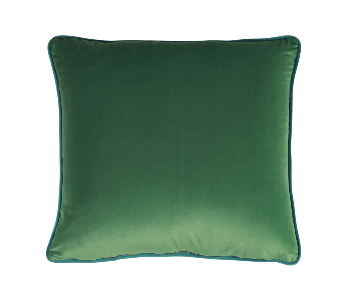 Block and chisel scatter cushion with velvet backing and piping