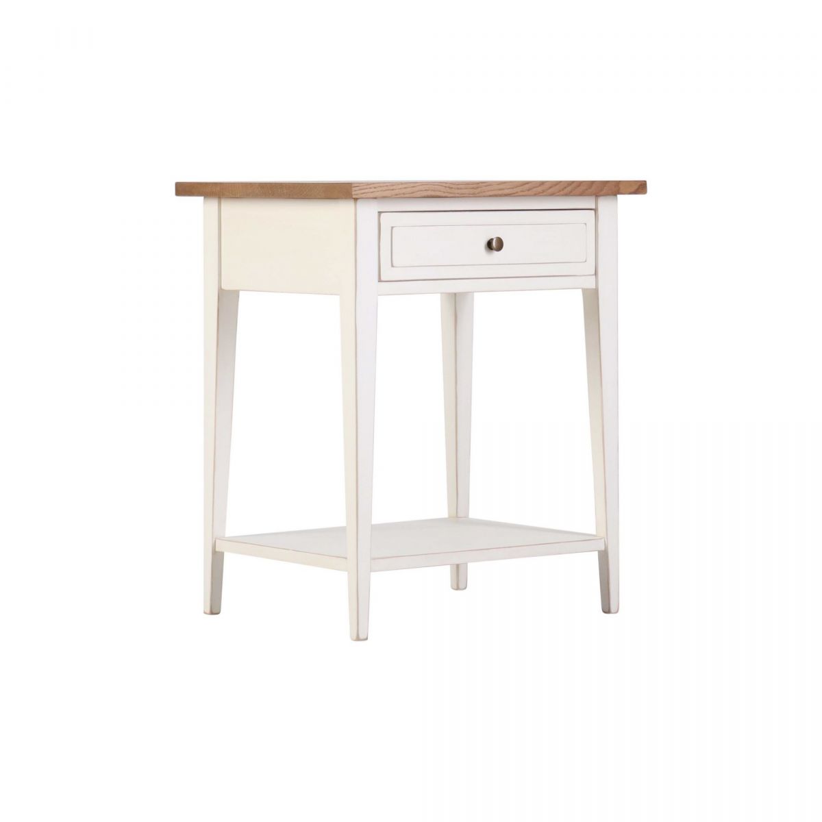 Block & Chisel weathered oak pedestal with an antique white base