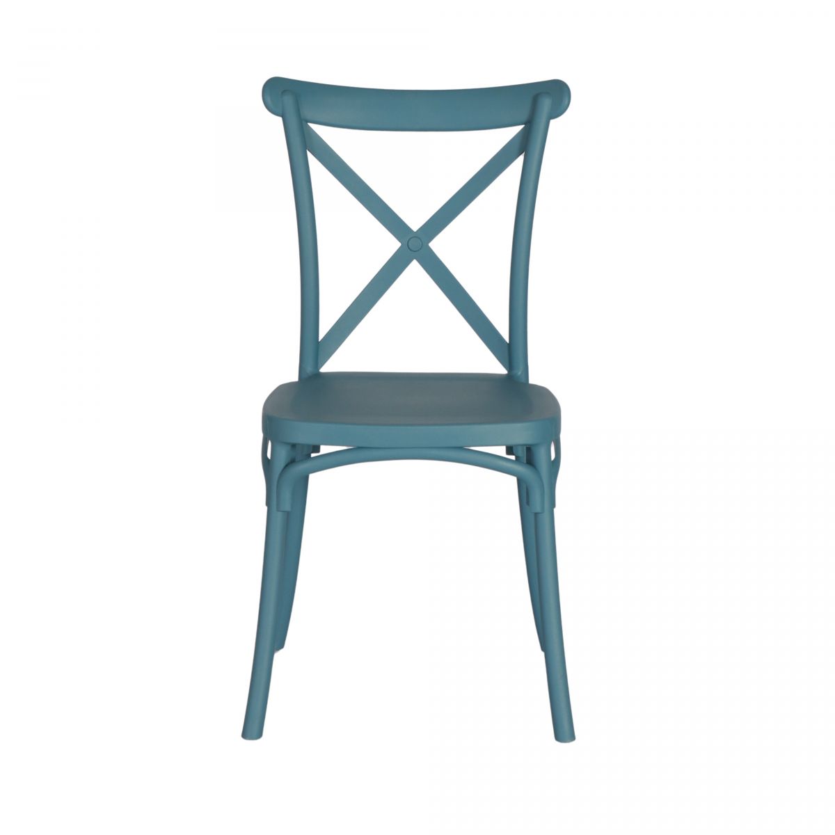 Block and chisel pvc cross back dining chair 