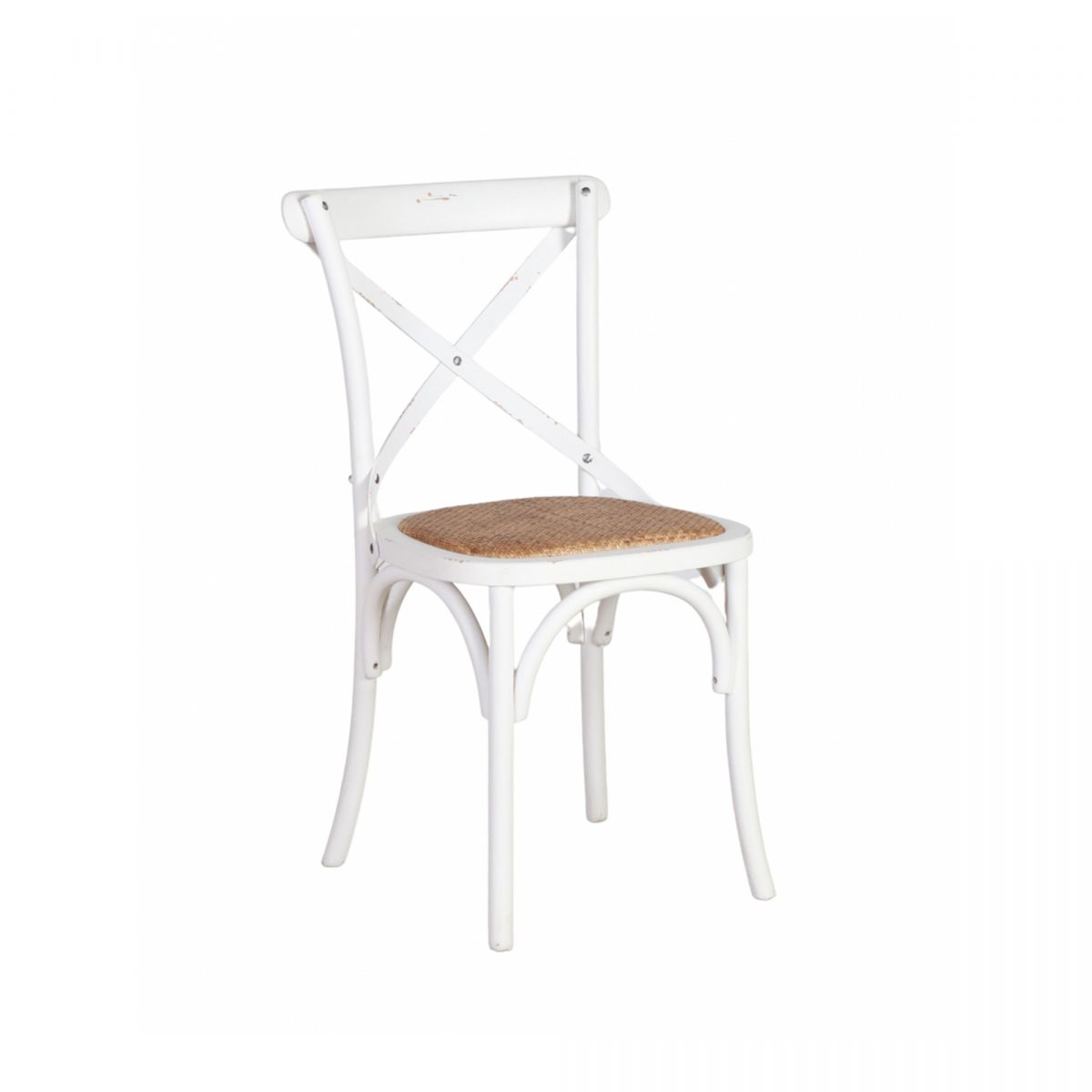 White cross back dining chair 