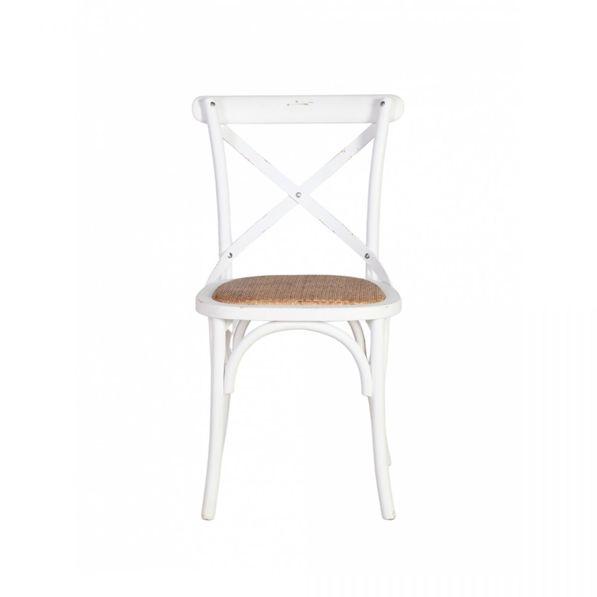 White cross back dining chair 