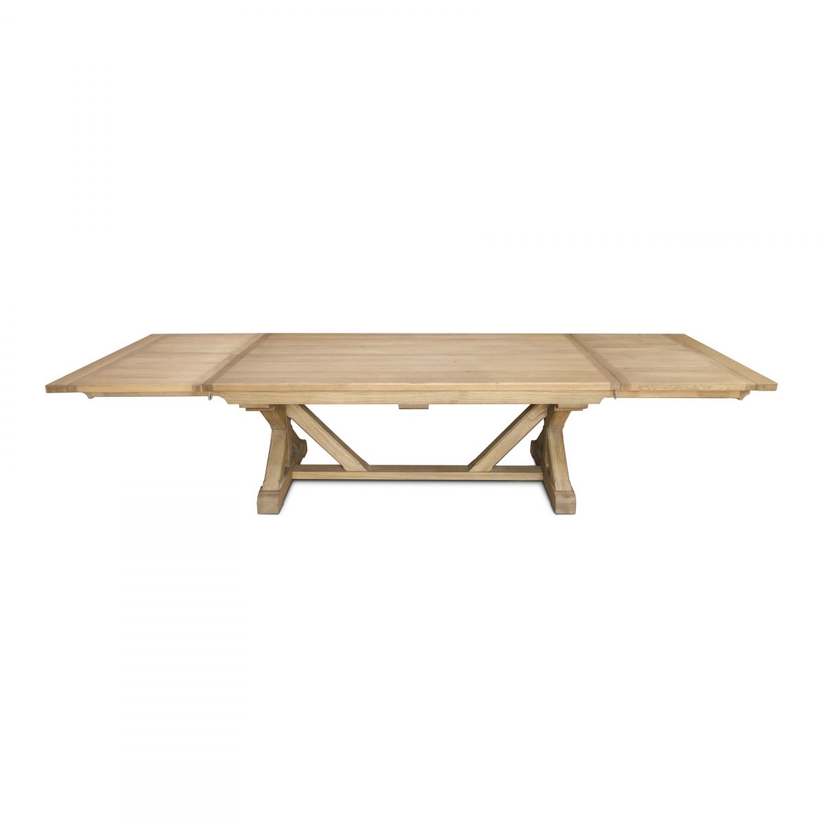 Block and chisel Wooden extension dining table with cross leg detail