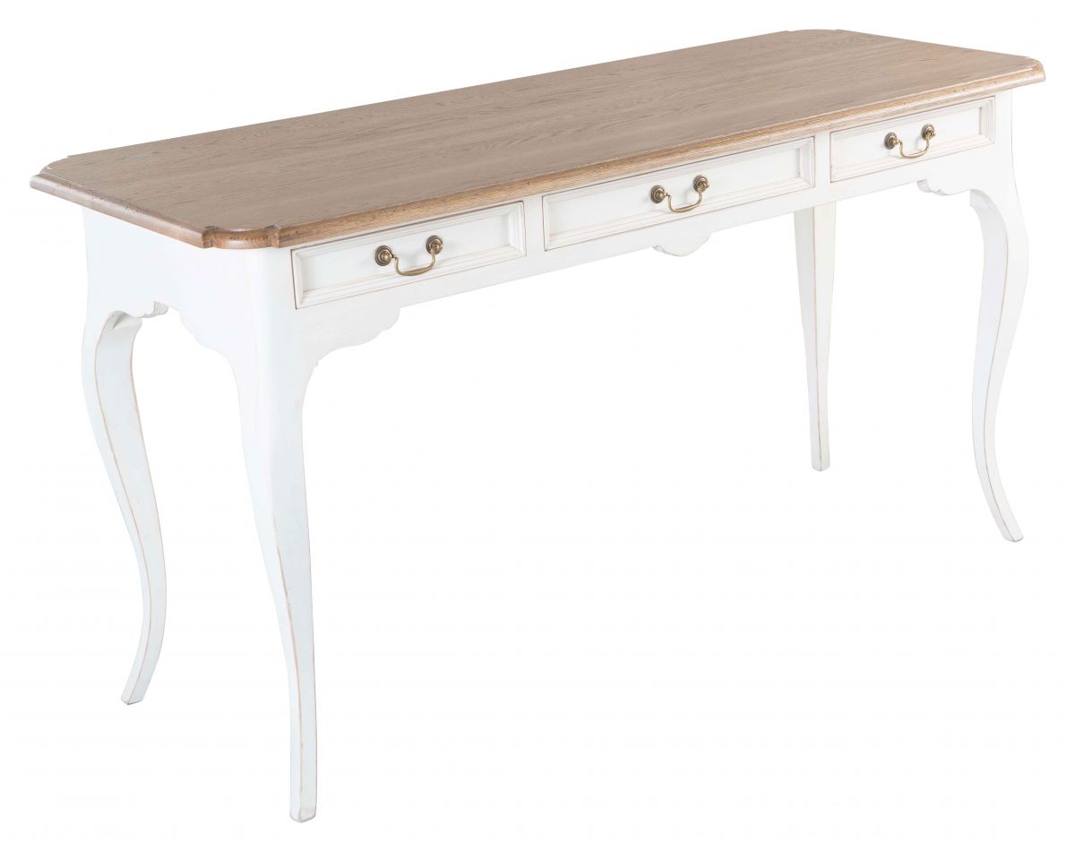 Block & Chisel weathered oak writing table with antique white base