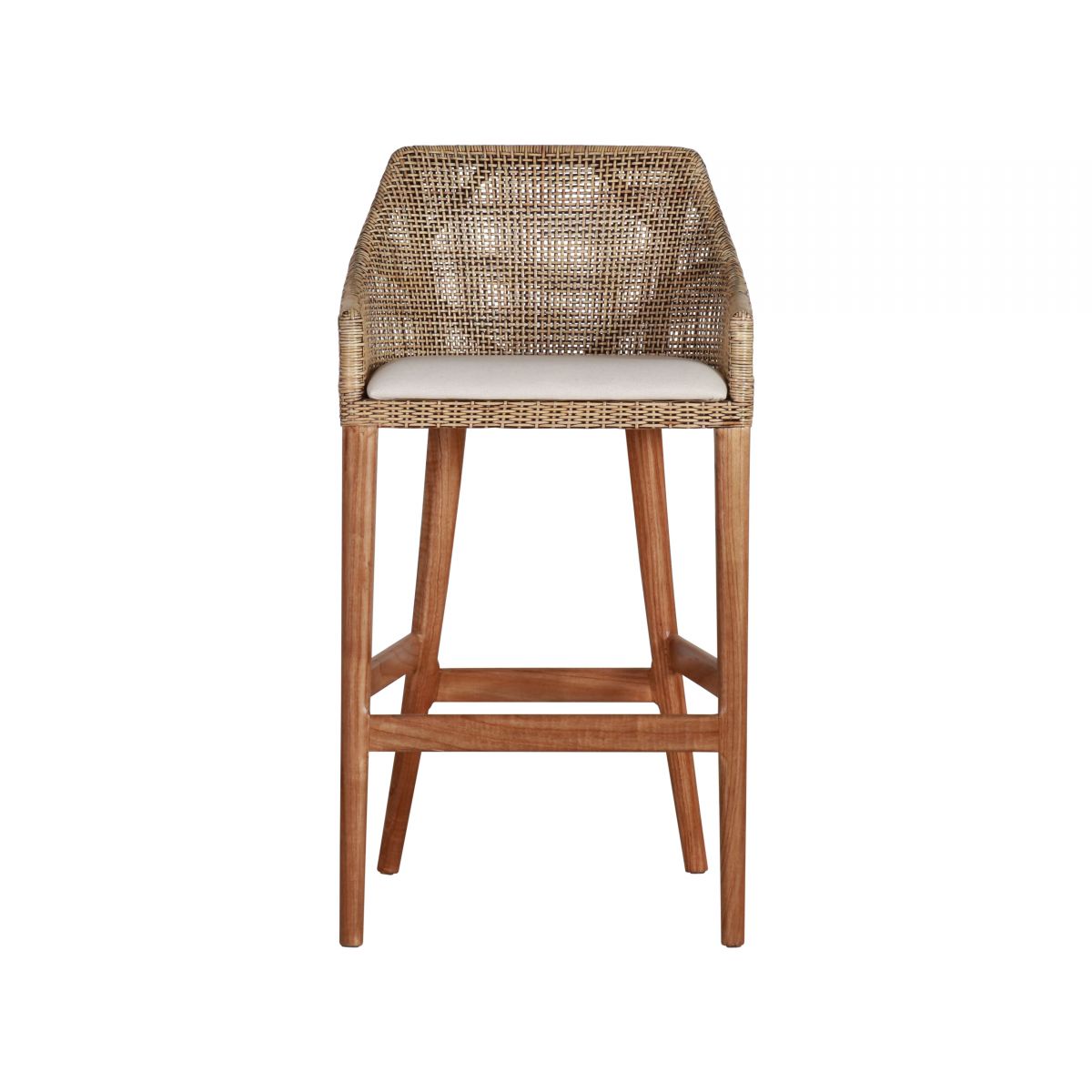 Rattan and wood bar chair 