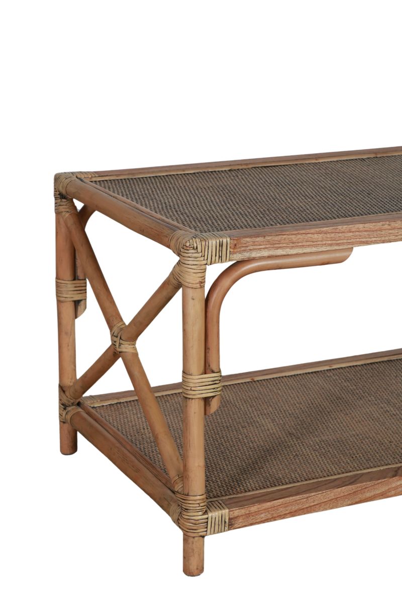 Cane and rattan coffee table