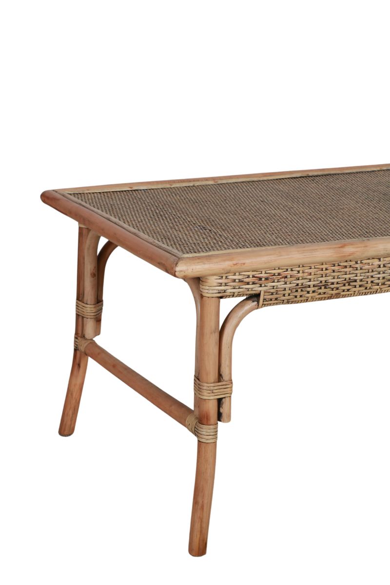 Cane and rattan coffee table