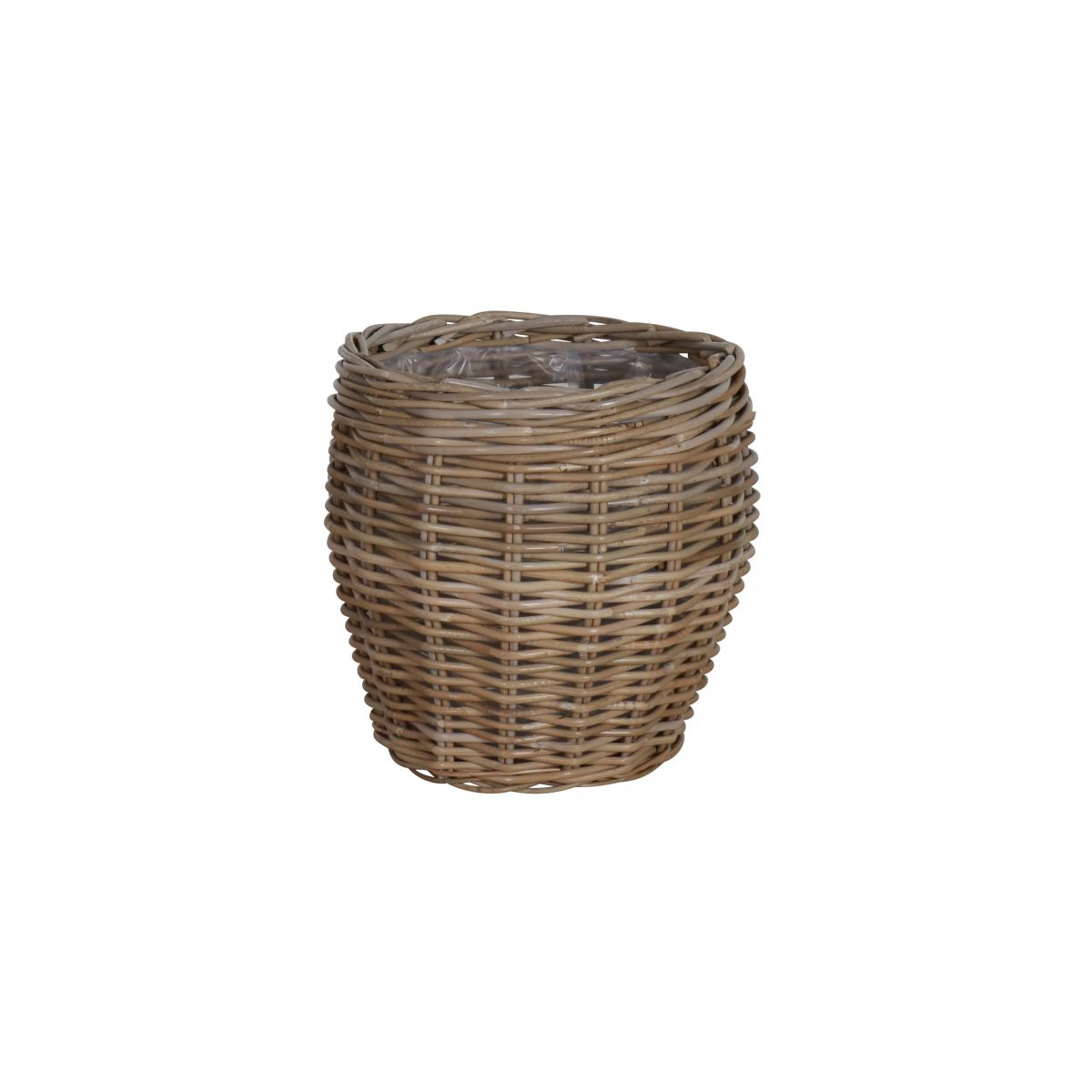 Round basket with plastic lining