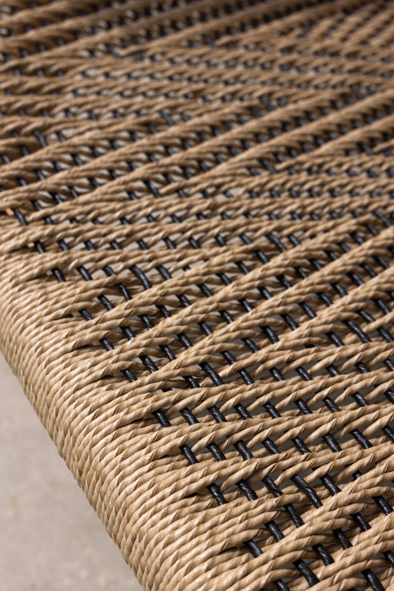 teak and rope outdoor lounge chair 