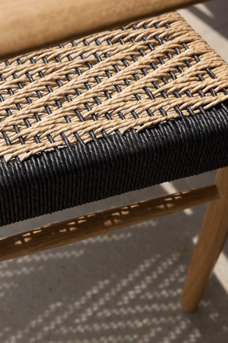 teak and rope outdoor dining armchair 