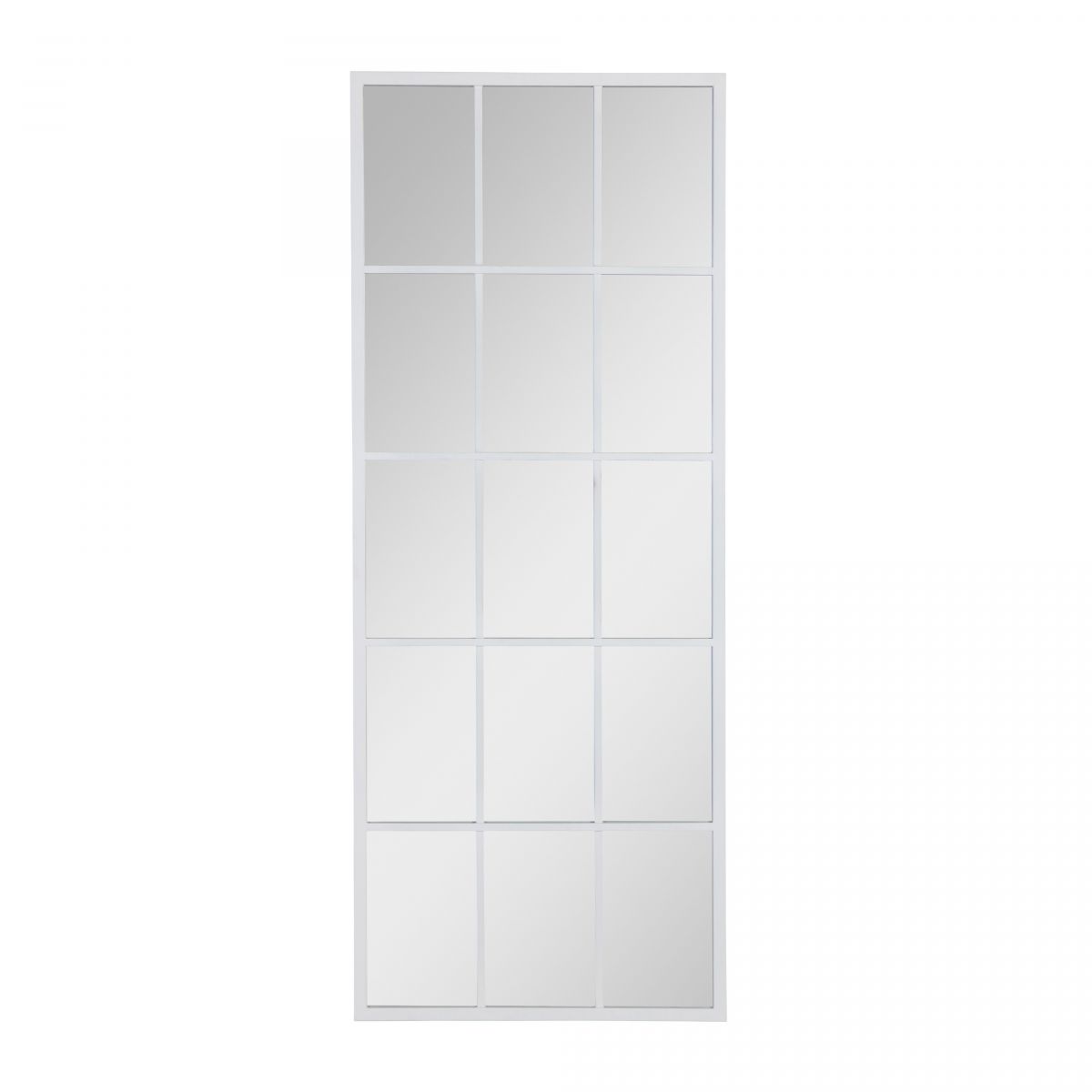 White metal framed window pane mirror