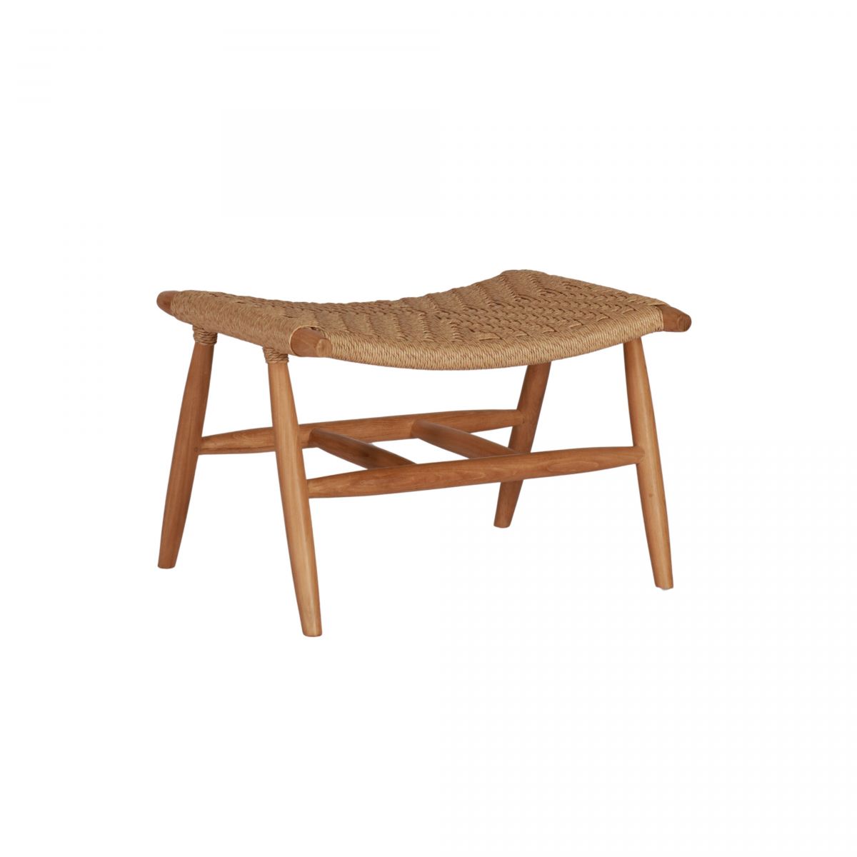 teak and rope outdoor bench 