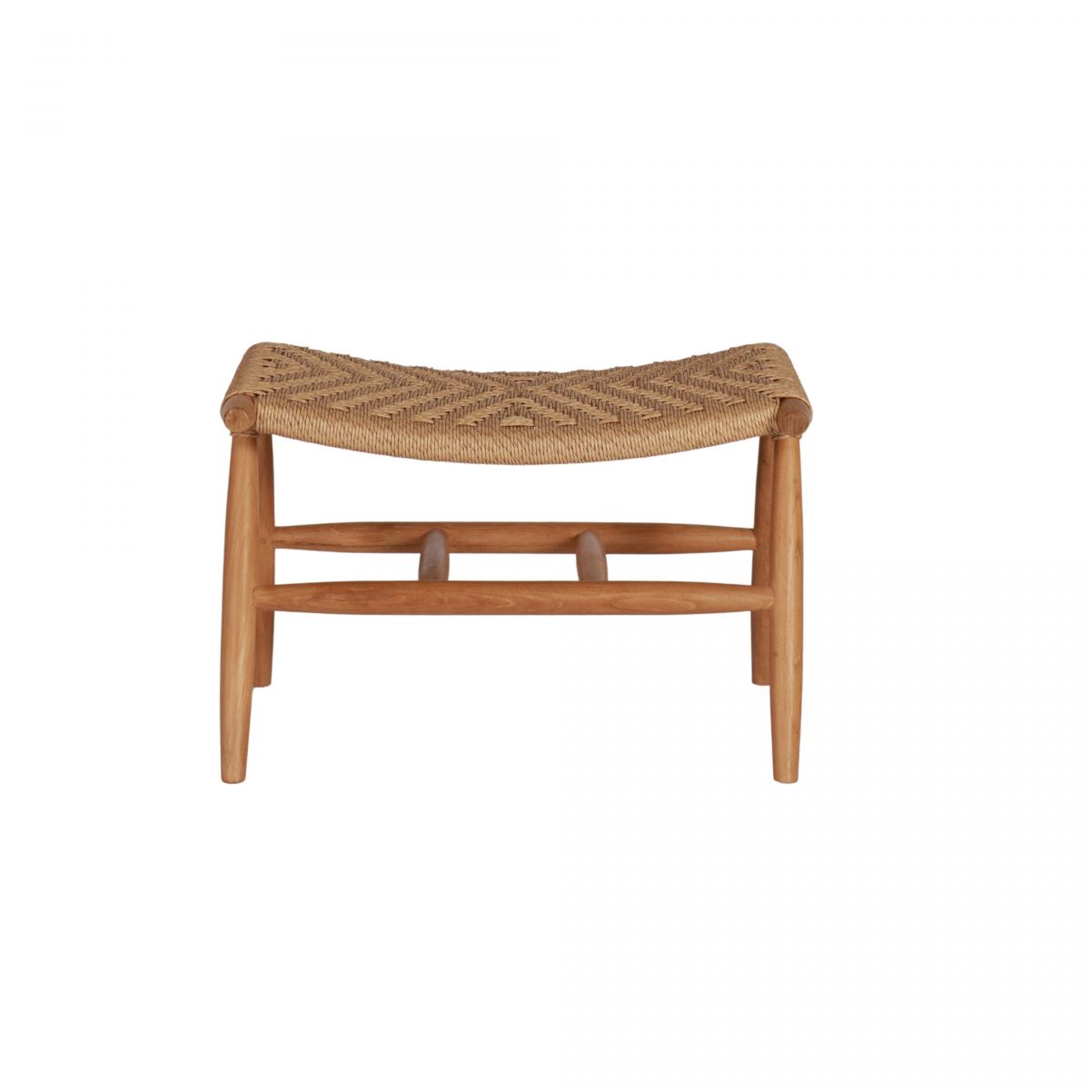 teak and rope outdoor bench 