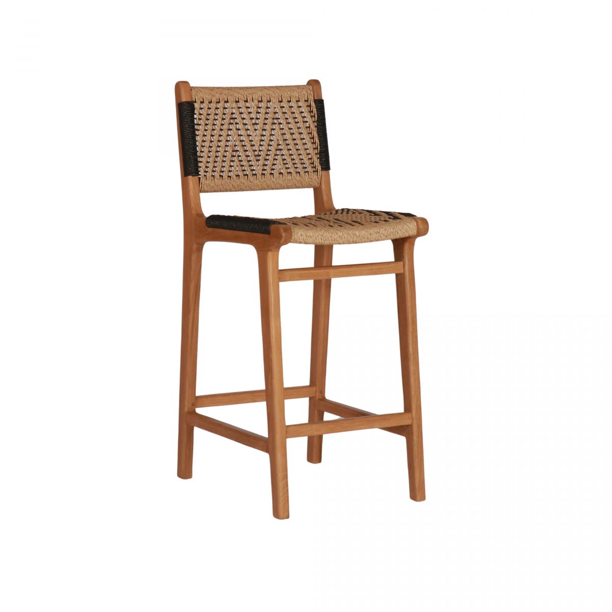 teak and rope outdoor bar chair 