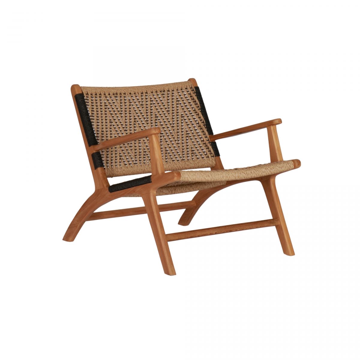 teak and rope outdoor lounge chair 