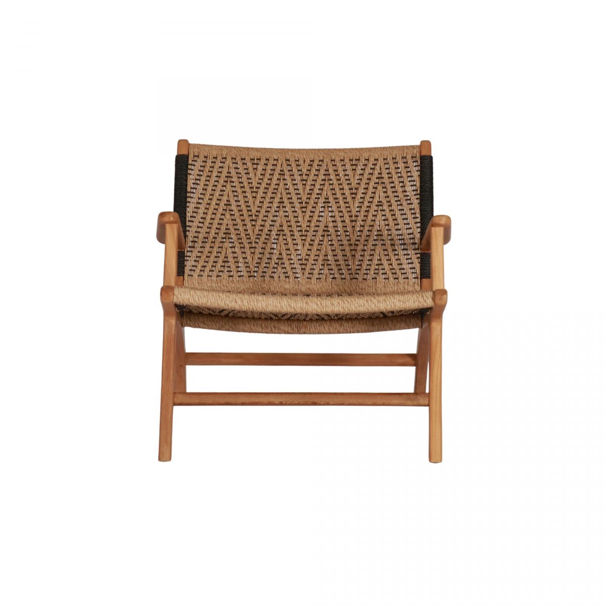 teak and rope outdoor lounge chair 