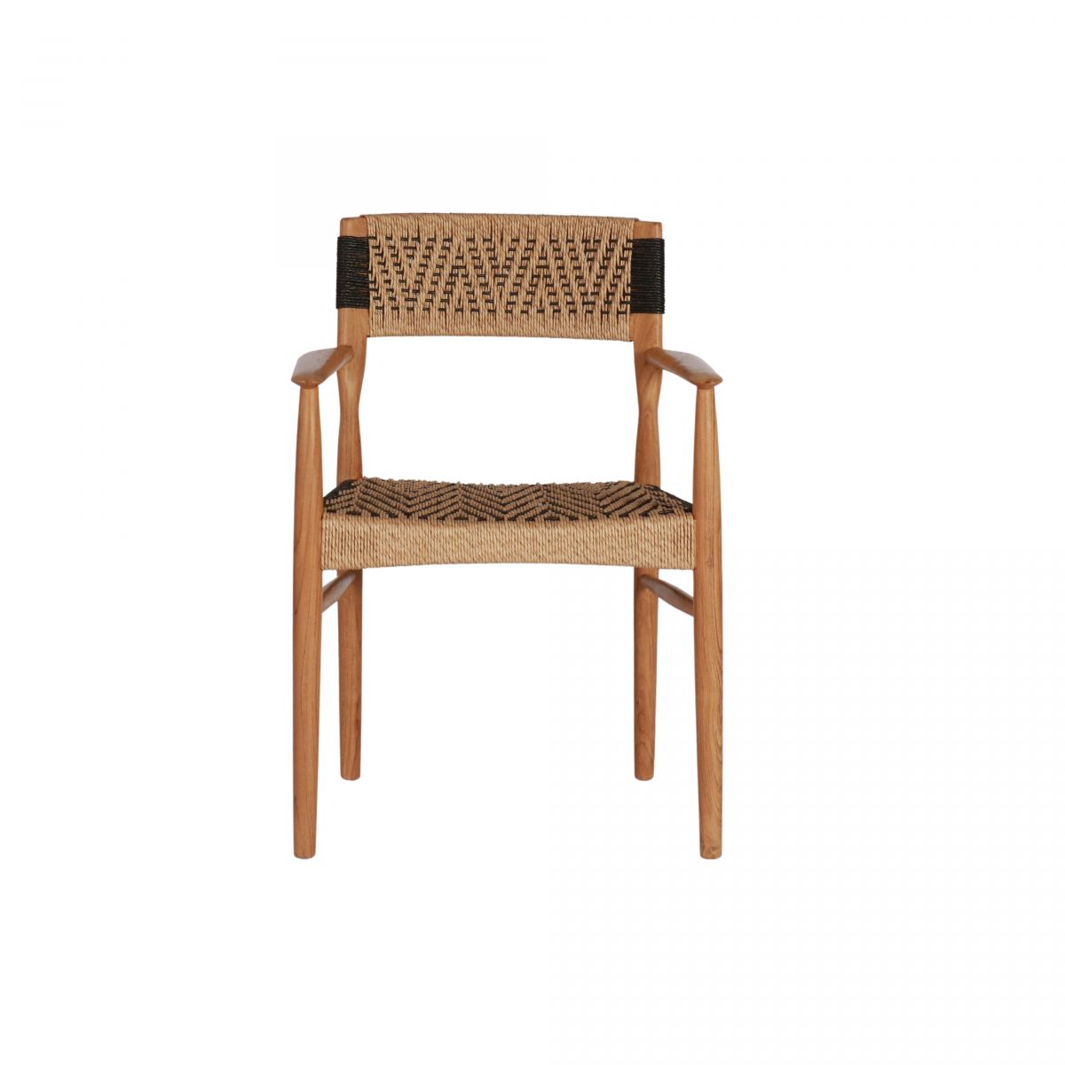 teak and rope outdoor dining armchair 