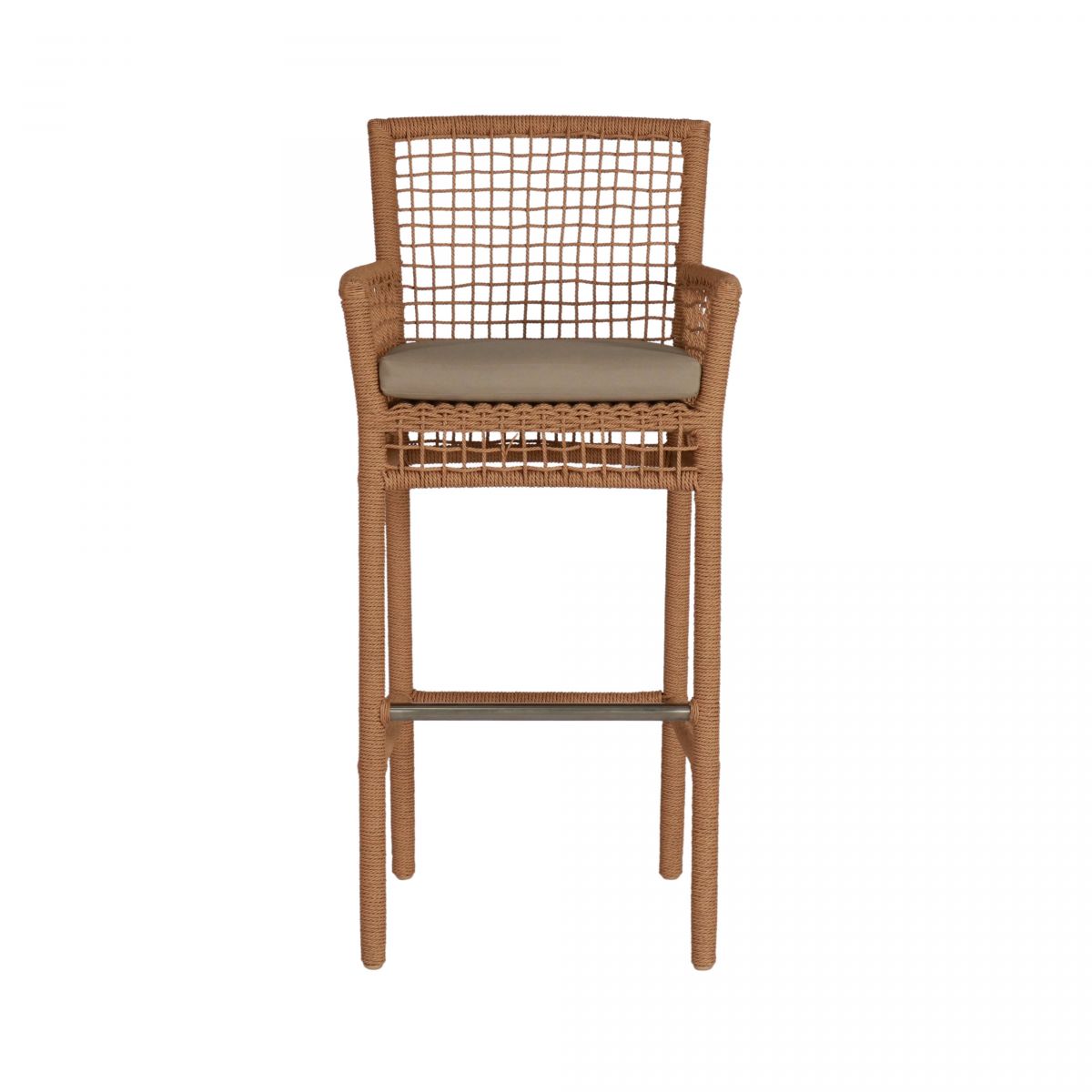 Block and chisel outdoor bar chair with seat cushion