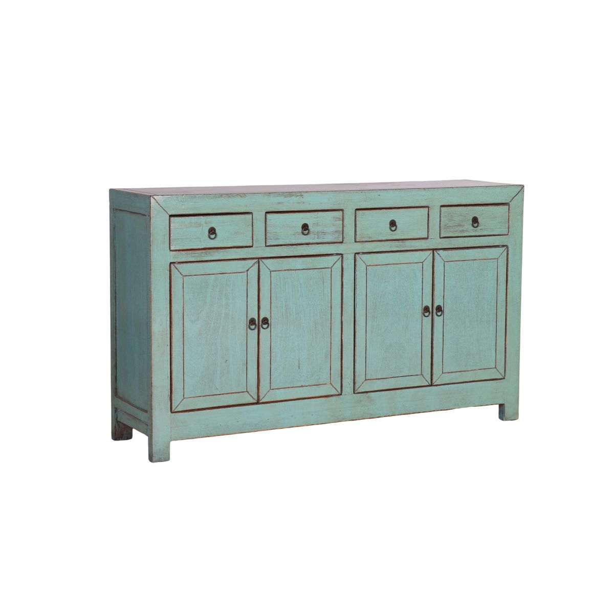 Block and chisel lacquered sideboard with cupboards and drawers