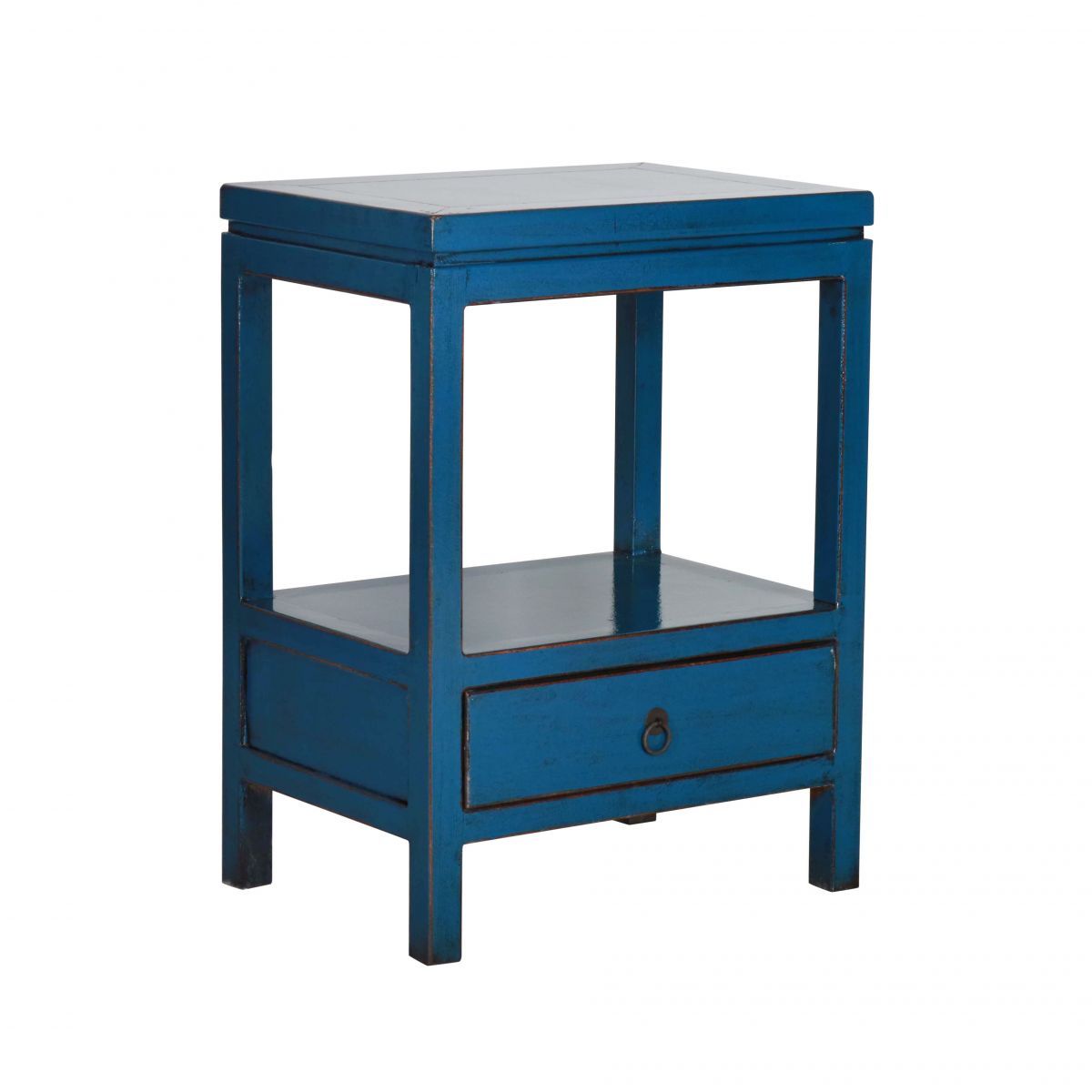 Indochine bedside table with one drawer and open shelf