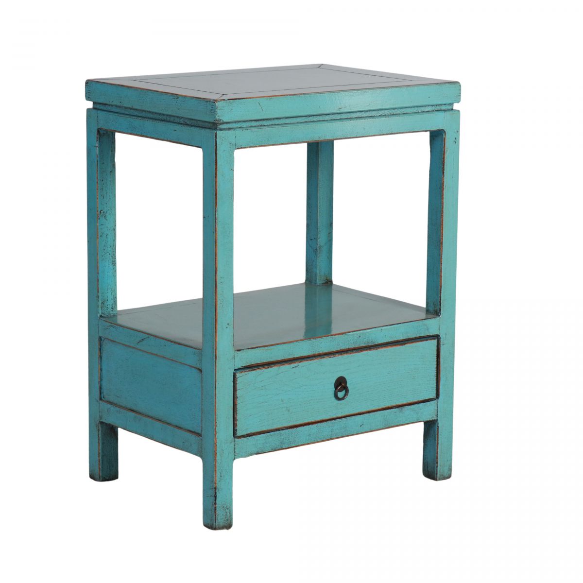 Indochine bedside table with one drawer and open shelf