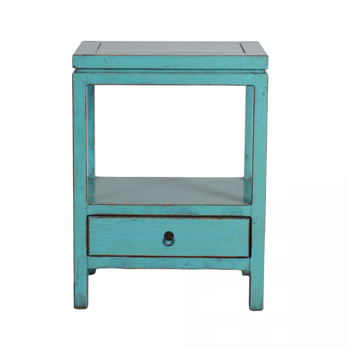 Indochine bedside table with one drawer and open shelf
