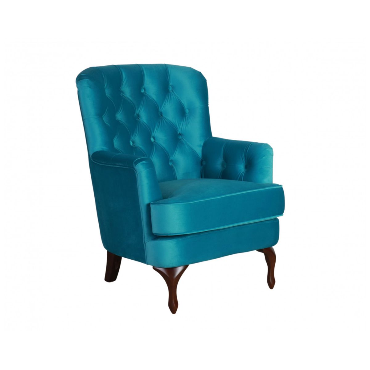 Armchair with deep buttoned detail and queen anne legs